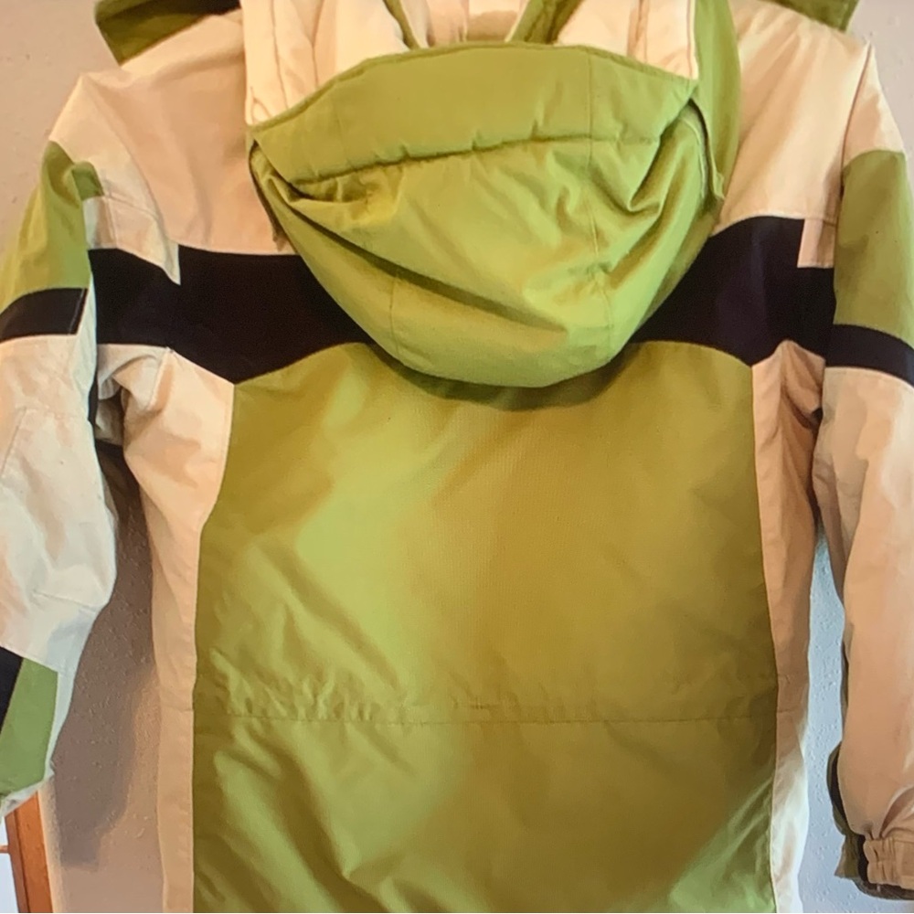 Columbia Coat, with Hood, Youth Size 10/12, Green and Ivory - Picture 7 of 16